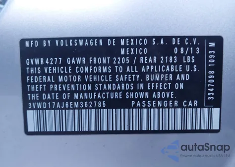 2014 Volkswagen Jetta 1.8T Se from USA, damaged, VIN 3VWD17AJ6EM362785